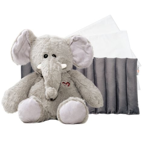 Lavabag Full Back and Elephant Lavababy Bundle | Lava Sand Filled, Weighted, Heating, and Cooling Pad and Plushie