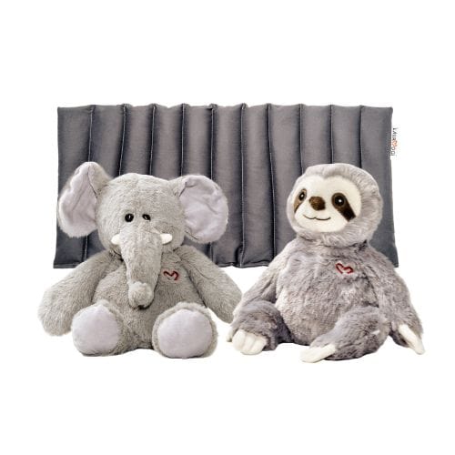 Full Back and Lavababies Bundle Elephant and Sloth | Lava Sand Filled Warmable Weighted Elephant and Sloth Stuffed Animal